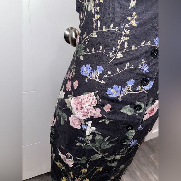 Black denim, overalls, Level 99 floral Amelia dress - Picture 7 of 11